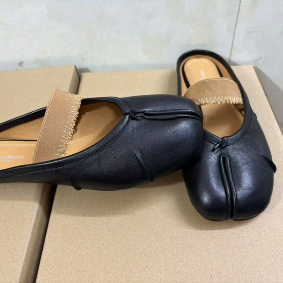 Maison Margiela Tabi Ballet Flats Black Size 39 US 9 w/ Elastic Band Japan - Picture 6 of 6